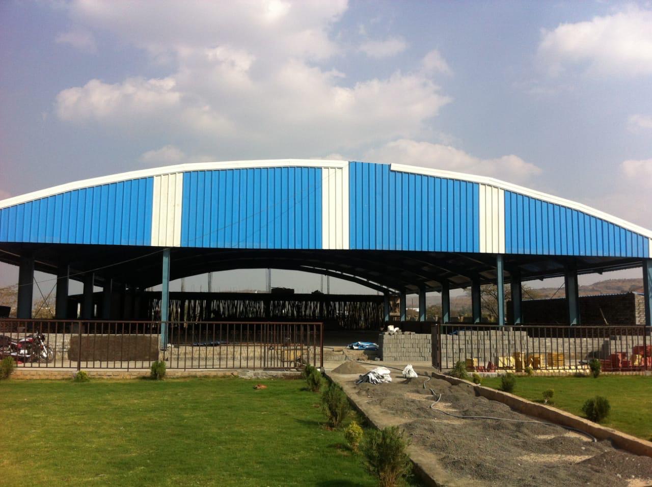Completed steel structure building, landscaped and ready for occupancy